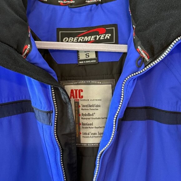 OBERMEYER Mens Small Winter Jacket‎ Blue Insulated Hooded Zip Ski Storm Shield - Picture 2 of 12